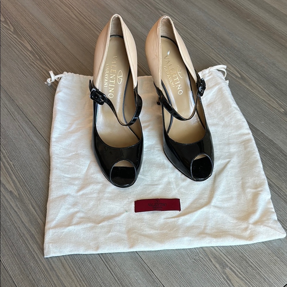 Valentino Women's Black Peep Toe Heels